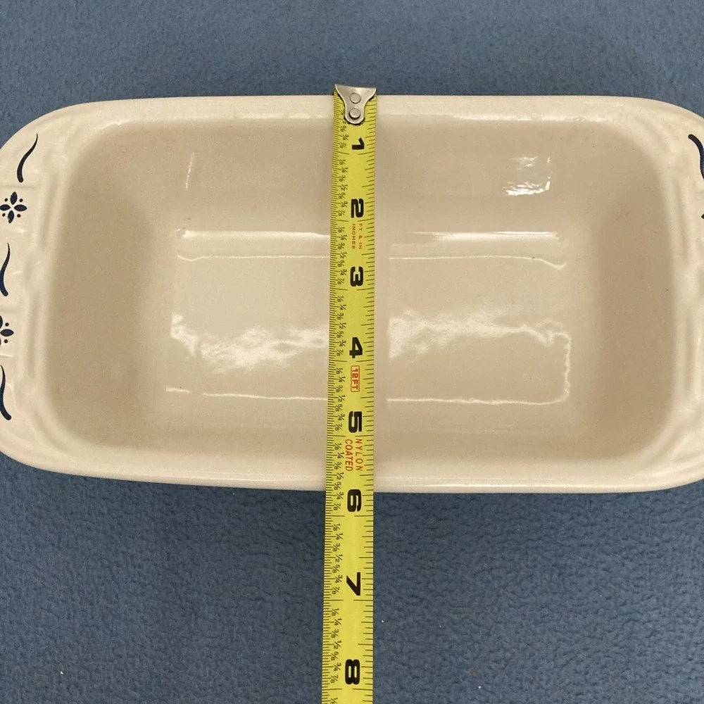 Longaberger Pottery Woven Traditions Blue 1.5 Quart Loaf Pan -8.5